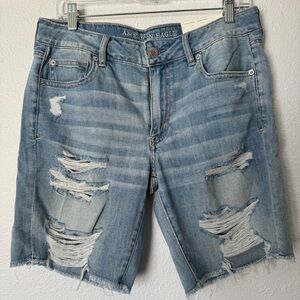 American Eagle Outfitters Women's Distressed Blue Jean Shorts